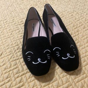 Karl Lagerfeld slip on shoes black velvet material